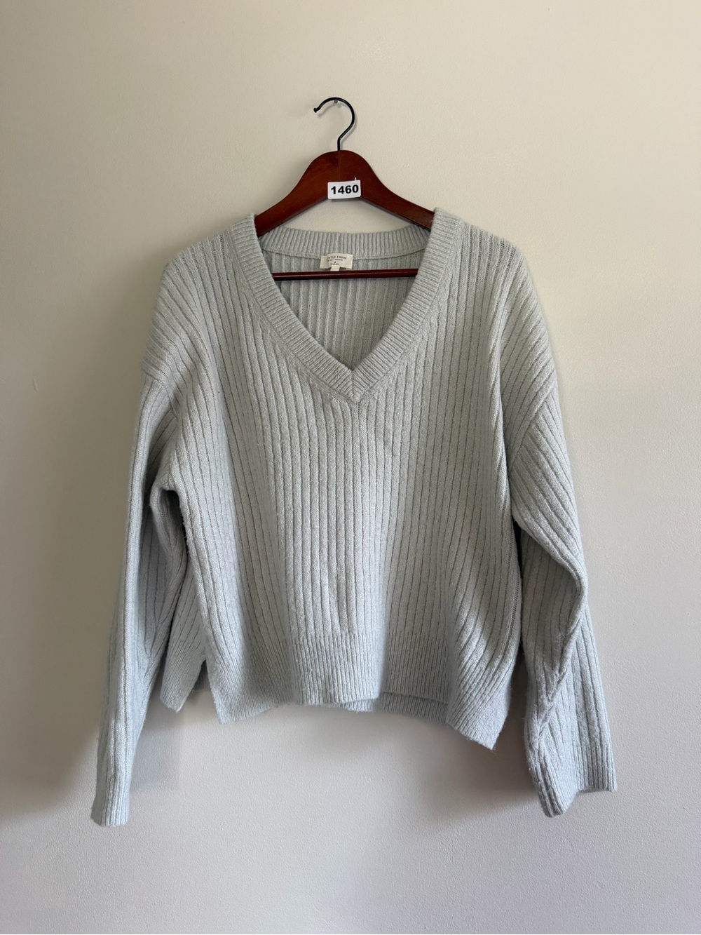 Gentle Fawn Ribbed V-Neck Sweater Medium | Coastal Minimalist Knit Preppy